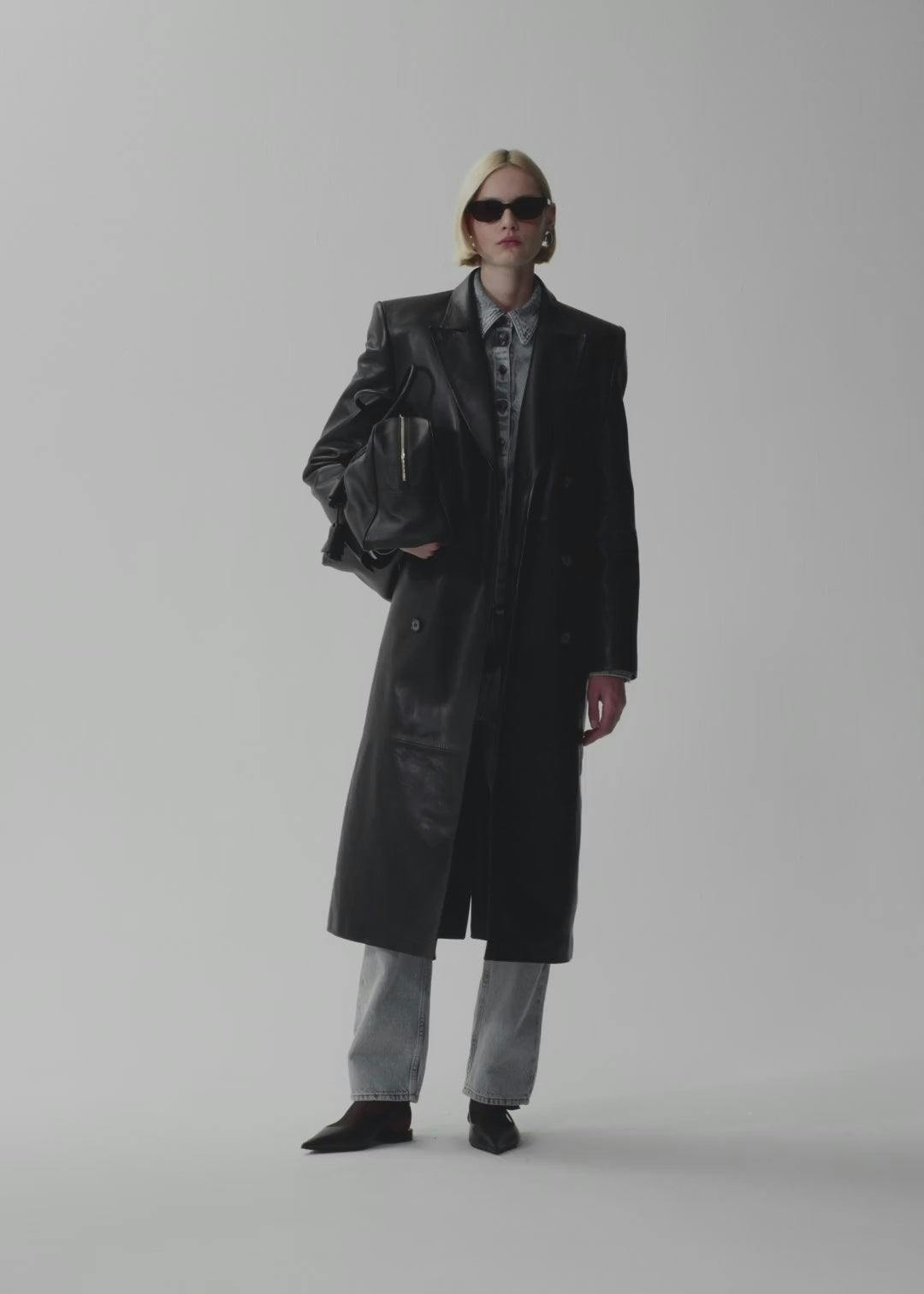 PF24 LEATHER 08 COAT BLACK